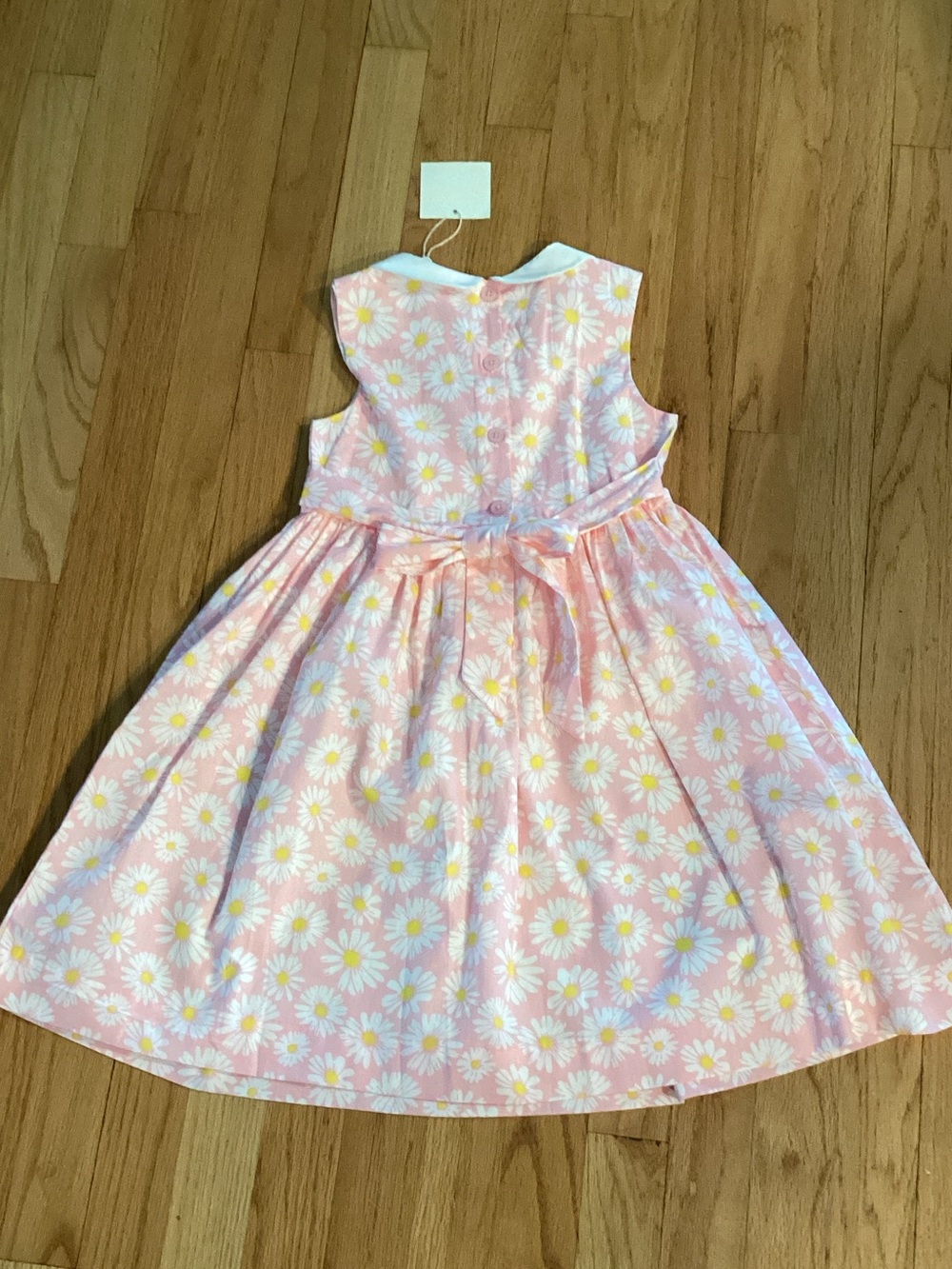 Rachel Riley Pink Daisy Print Dress with White Peter Pan Collar - Picture 5 of 5